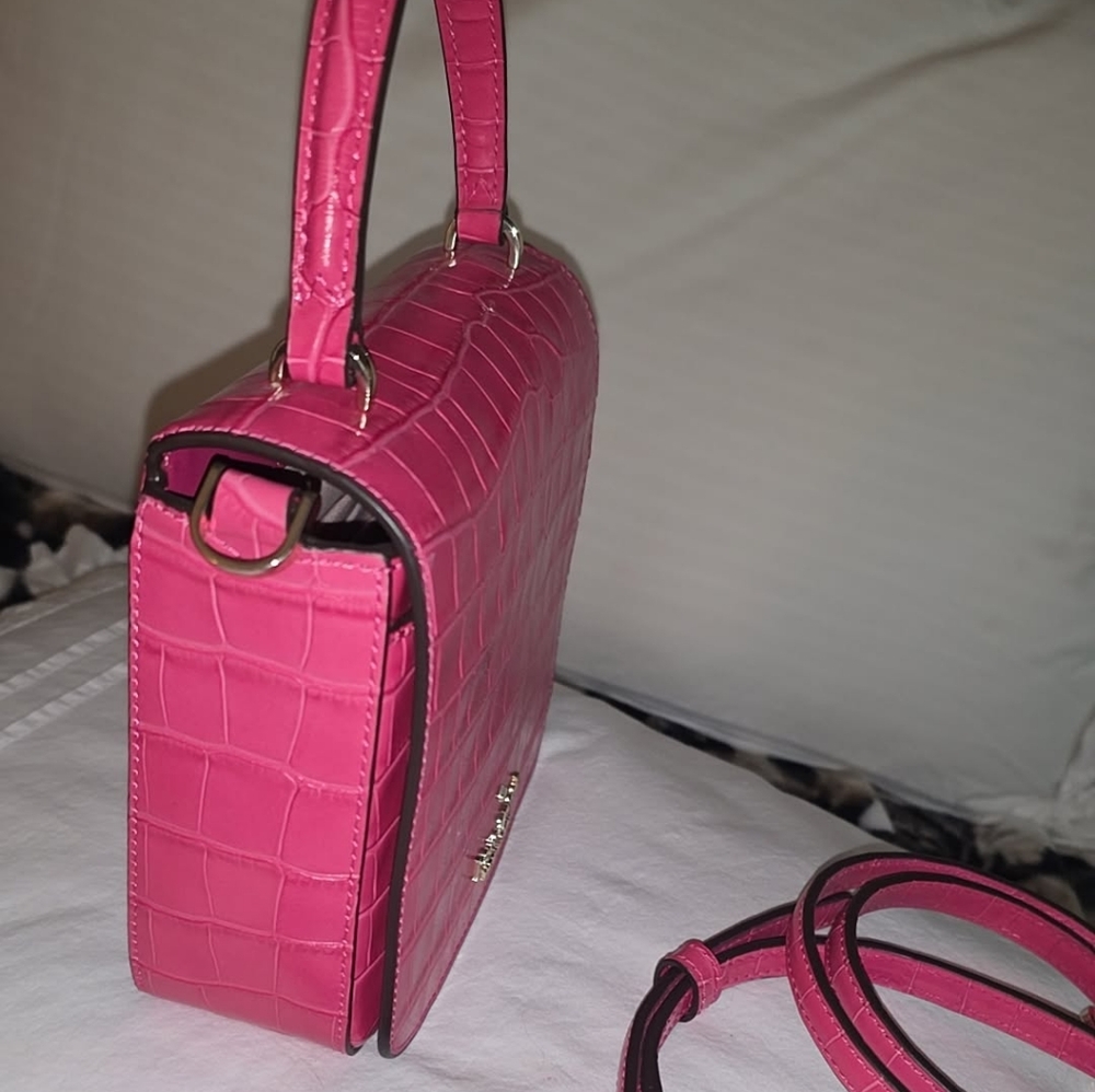 Kate Spade Vibrant Pink Croc-Embossed Crossbody Bag - Picture 3 of 5